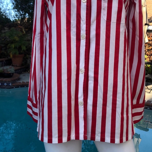 J. Crew Red/White Stripe Longsleeve Button Up SzXXS NWTS - Picture 5 of 7